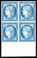 * N°8f, Non émis, 20c Bleu Impression De 1862 En Bloc De Quatre Bas De Feuille, Fraîcheur Postale, SUP (certificat)  Qua - 1849-1850 Cérès