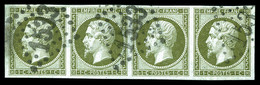O N°11, 1c Olive En Bande De Quatre. TB (signé Calves)  Qualité: O  Cote: 660 Euros - 1853-1860 Napoléon III.