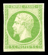 * N°12a, 5c Vert-jaune, Bel Exemplaire, TTB (certificat)  Qualité: *  Cote: 1400 Euros - 1853-1860 Napoléon III