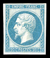 ** N°14B, 20c Bleu Type II, Frais. TTB (signé Calves/certificat)  Qualité: ** - 1853-1860 Napoléon III