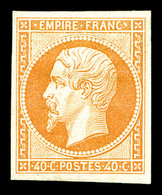 * N°16j, 40c Orange Clair, Quatre Belles Marges. SUPERBE (signé Brun/certificats)  Qualité: *  Cote: 3900 Euros - 1853-1860 Napoleon III