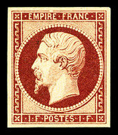 * N°18g, 1F CARMIN VELOURS, Gomme Parfaite Avec Infime Trace De Charnière, Fraîcheur Postale. SUPERBE (signé Calves/Marg - 1853-1860 Napoléon III.