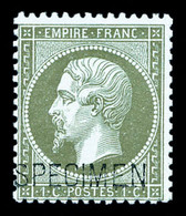 * N°19f, 1c Vert Olive Surchargé 'SPÉCIMEN'. TB  Qualité: *  Cote: 400 Euros - 1862 Napoléon III