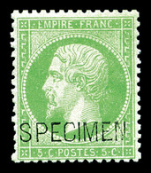 * N°20f, 5c Vert Surchargé 'SPECIMEN'. TTB  Qualité: *  Cote: 400 Euros - 1862 Napoléon III.