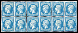 ** N°22, 20c Bleu En Bloc De 12 Exemplaires, Fraîcheur Postale. SUP. R.R. (certificat)  Qualité: ** - 1862 Napoléon III.