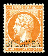 * N°23d, 40c Orange Surchargé 'SPECIMEN', Frais. TTB (certificat)  Qualité: *  Cote: 1300 Euros - 1862 Napoléon III.