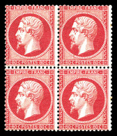 ** N°24, 80c Rose En Bloc De Quatre (2ex*), Fraîcheur Postale. SUP. R. (signé Brun/certificats)  Qualité: ** - 1862 Napoléon III