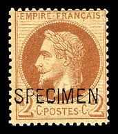 * N°26Be, 2c Rouge-brun Surchargé 'SPECIMEN'. TTB (signé Brun/certificat)  Qualité: *  Cote: 400 Euros - 1863-1870 Napoléon III. Laure