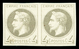 * N°27Bf, Rothschild, 4c Gris Non Dentelé En Paire Horizontale, TTB (certificat)  Qualité: *  Cote: 570 Euros - 1863-1870 Napoleon III Gelauwerd