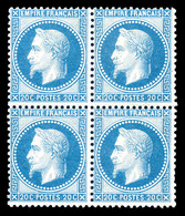 ** N°29A, 20c Bleu Type I En Bloc De Quatre (2ex*), Fraîcheur Postale. SUP (signé Brun/certificats)  Qualité: ** - 1863-1870 Napoleone III Con Gli Allori