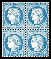 ** N°37, 20c Bleu, Bloc De Quatre (2ex*), Bon Centrage, Frais. TB (certificat)  Qualité: ** - 1870 Asedio De Paris