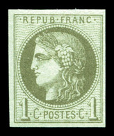 ** N°39A, 1c Olive Report 1, Fraîcheur Postale, SUP (certificat)  Qualité: ** - 1870 Bordeaux Printing