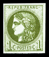 ** N°39Ba, 1c Olive Foncé Rep 2, Fraîcheur Postale. SUP (certificat)  Qualité: ** - 1870 Ausgabe Bordeaux