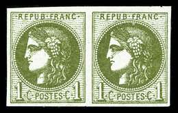 * N°39C, 1c Olive En Paire, Frais, TTB (signé Brun)  Qualité: *  Cote: 400 Euros - 1870 Bordeaux Printing