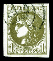 O N°39Cc, 1c Olive Bronze Rep 3, Jolie Pièce, TTB (signé Brun)  Qualité: O  Cote: 325 Euros - 1870 Bordeaux Printing