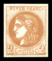** N°40B, 2c Brun-rouge Rep 2, Fraîcheur Postale. SUP (certificat)  Qualité: ** - 1870 Bordeaux Printing