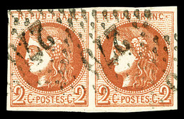 O N°40B, 2c Brun-rouge Clair En Paire Obl GC 270. TTB (signée Calves/Brun/certificat)  Qualité: O  Cote: 750 Euros - 1870 Bordeaux Printing