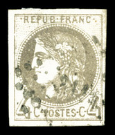 O N°41A, 4c Gris Report 1, Infime Trou Vermiculaire, TB. R. (signé Scheller/Calves/certificat)  Qualité: O  Cote: 3000 E - 1870 Bordeaux Printing