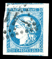 O N°44A, 20c Bleu Type I Report 1, Grandes Marges Avec Voisins, Pièce Choisie. SUP (signé Calves/certificat)  Qualité: O - 1870 Emissione Di Bordeaux