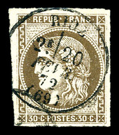 O N°47, 30c Brun Obl Càd De Rioz Le 20 Fev 72. TB (signé Margues/certificat)  Qualité: O  Cote: 650 Euros - 1870 Bordeaux Printing