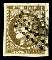 O N°47, 30c Brun, Ligne Blanche Derrière La Tête, TTB (signé/certificat)  Qualité: O  Cote: 450 Euros - 1870 Bordeaux Printing