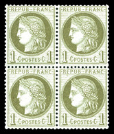 ** N°50, 1c Vert-olive Bloc De Quatre (2ex*). TB  Qualité: ** - 1871-1875 Ceres