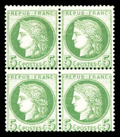 ** N°53a, 5c Vert Sur Blanc, Bloc De Quatre (2ex*). TB (signé Scheller/certificat)  Qualité: ** - 1871-1875 Ceres