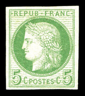 * N°53d, 5c Vert-jaune Sur Azuré, Non Dentelé. TB  Qualité: *  Cote: 325 Euros - 1871-1875 Cérès