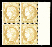 ** N°55, 15c Bistre En Bloc De Quatre Bord De Feuille (1ex*), Fraîcheur Postale, Bon Centrage. SUP (signé Scheller/Certi - 1871-1875 Ceres