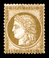 (*) N°55b, ERREUR DE FACIALE: 15c Brun Sur Rose, Restauré, Belle Présentation. R. (certificat)  Qualité: (*)  Cote: 3500 - 1871-1875 Ceres