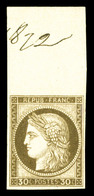 ** N°56b, 30c Brun Non Dentelé, Bord De Feuille, Fraîcheur Postale. SUP (signé Brun/certificat)  Qualité: ** - 1871-1875 Cérès