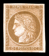 * N°58b, 10c Brun Sur Rose, Non Dentelé, Gomme Partielle. TB (signé Brun)  Qualité: *  Cote: 600 Euros - 1871-1875 Cérès