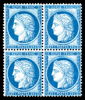 ** N°60, 25c Bleu En Bloc De Quatre (2ex*), Fraîcheur Postale (signé Calves/certificat)  Qualité: ** - 1871-1875 Cérès