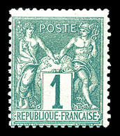 ** N°61, 1c Vert, Fraîcheur Postale (signé/certificat)  Qualité: ** - 1876-1878 Sage (Type I)