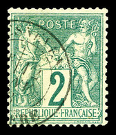 O N°62, 2c Vert Type I, Obl Legère, TTB   Qualité: O  Cote: 340 Euros - 1876-1878 Sage (Type I)