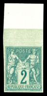 ** N°62a, 2c Vert Type I Non Dentelé, Bord De Feuille, Fraîcheur Postale, SUP (certificat)   Qualité: ** - 1876-1878 Sage (Type I)