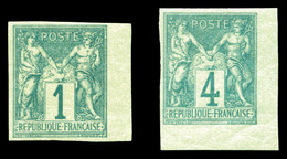 * N°61a Et 63a, 1 Et 4c Vert Non Dentelés Bdf. SUP  Qualité: *  Cote: 395 Euros - 1876-1878 Sage (Type I)