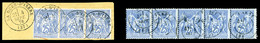 O N°68, 25c Outremer Type I, Bande De 5 Et Bande De 3 Exemplaires. TTB (signé Brun/certificat)  Qualité: O  Cote: 795 Eu - 1876-1878 Sage (Type I)