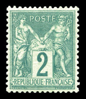 ** N°74, 2c Vert Type II, Fraîcheur Postale, Très Bon Centrage. SUP  Qualité: ** - 1876-1878 Sage (Type I)