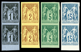 (*) N°75c/90d, Granet: 1c Noir (N°83f), 2c Brun (N°85d), 5c Vert (N°75c) Et 15c Bleu (N°90d), Les 4 Valeurs En Paires No - 1876-1878 Sage (Type I)