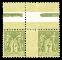 ** N°82, 1f Olive Clair Type II En Paire Avec Interpanneau, Fraîcheur Postale. TTB (certificat)  Qualité: ** - 1876-1878 Sage (Type I)