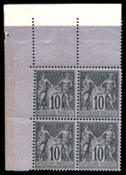 ** N°89a, 10c Noir Sur Violet, Bloc De Quatre Cdf, Fraîcheur Postale. TTB  Qualité: ** - 1876-1878 Sage (Type I)