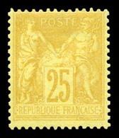 * N°92, 25c Bistre Sur Jaune. TB  Qualité: *  Cote: 600 Euros - 1876-1878 Sage (Type I)