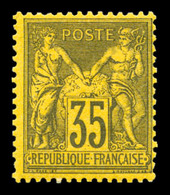 * N°93, 35c Violet-noir Sur Jaune, Frais. TTB (certificat)  Qualité: *  Cote: 800 Euros - 1876-1878 Sage (Type I)