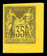 * N°93b, 35c Violet-noir Sur Jaune Non Dentelé Cdf. TTB (signé Calves)  Qualité: *  Cote: 320 Euros - 1876-1878 Sage (Type I)