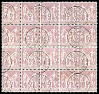 O N°95a, 5F Lilas-rose Sur Lilas-pâle En Bloc De 20 Exemplaires Obl Càd Marseille Du 7oct 1901, Centrage Exceptionnel. S - 1876-1878 Sage (Type I)