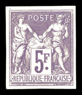** N°95e, 5F Violet Sur Lilas NON DENTELÉ, Fraîcheur Postale, RARE (signé Brun/certificat)   Qualité: ** - 1876-1878 Sage (Type I)