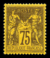 * N°99, 75c Violet Sur Orange, Quasi**, Fraîcheur Postale, Très Bon Centrage. SUP (certificat)  Qualité: * - 1876-1878 Sage (Type I)