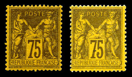 ** N°99/a, 75c Sage: Violet Sur Orange Et Violet Sur Jaune, Les 2 Exemplaires TTB (certificat)  Qualité: ** - 1876-1878 Sage (Type I)