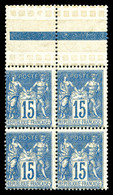 ** N°101, 15c Bleu, Bloc De 4 Bdf. TTB   Qualité: ** - 1876-1878 Sage (Type I)